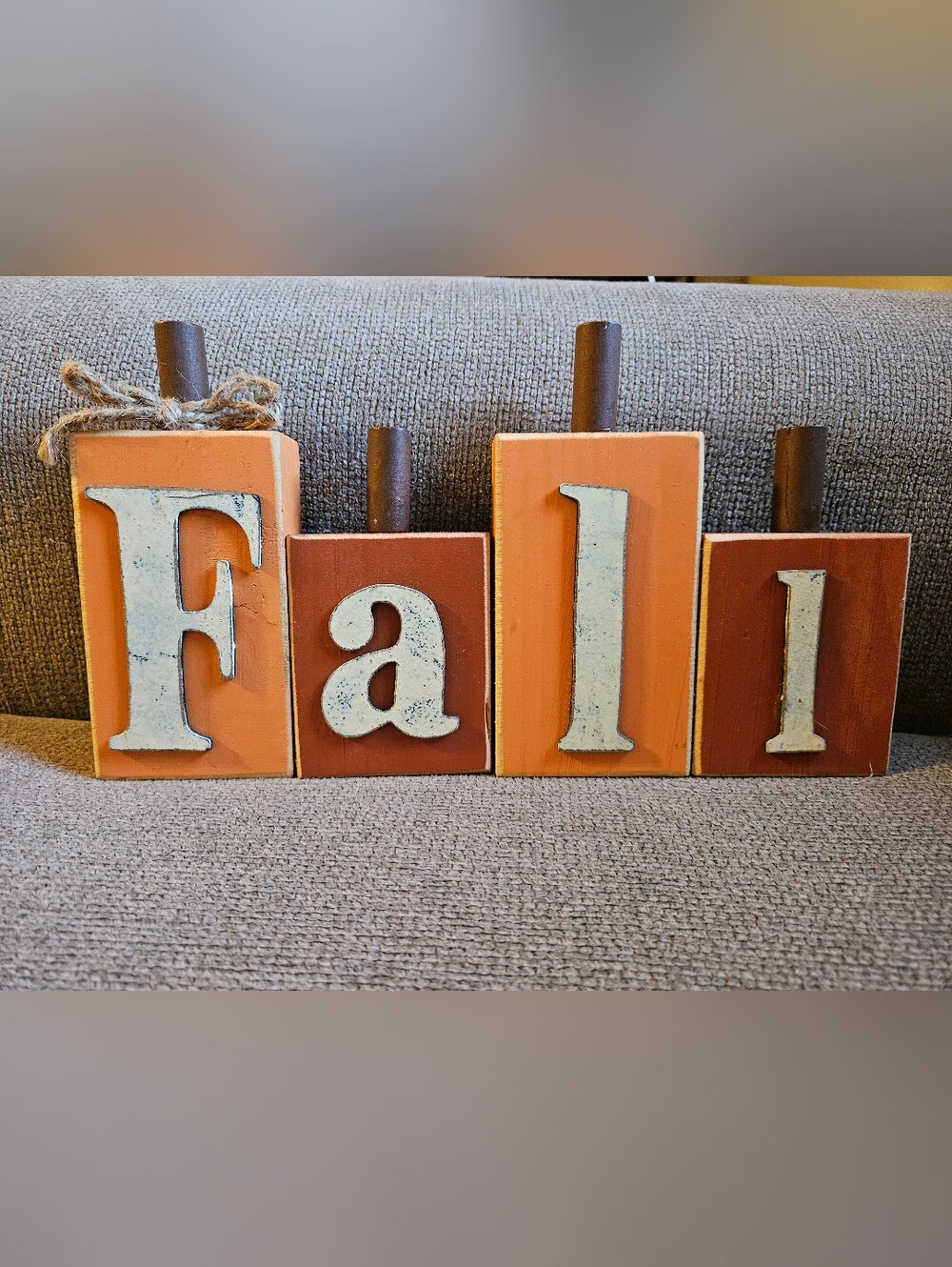 Rustic Wooden Block Pumpkin Fall Sign Decor